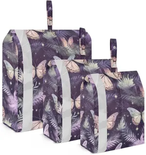 Butterfly Purple Packing Cubes for Travel 3 Set Travel Packing Organizers Luggage Cubes for Packing Compression
