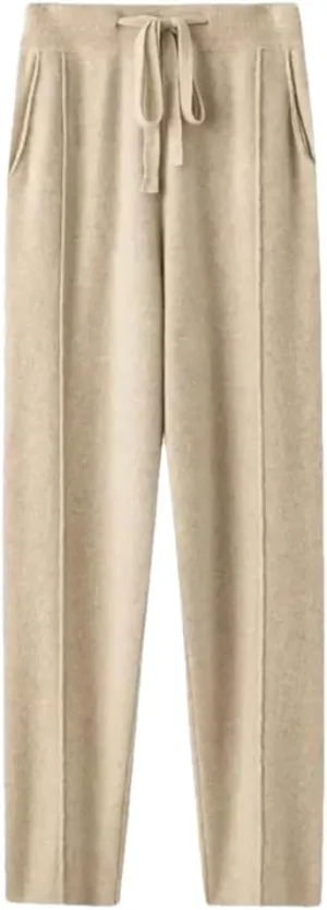 Cashmere Sweatpants Women High Waisted Drawstring Pants Casual Knitted Harem Pants