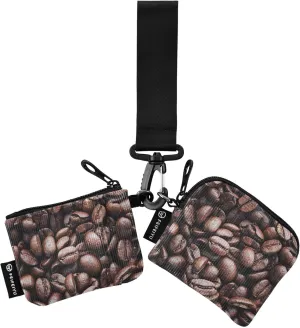 Coffee Bean Women's Card Cases Change Holder Minimalist Zipper Coin Purse Wallet with Keychain for Men Women 2 Pcs