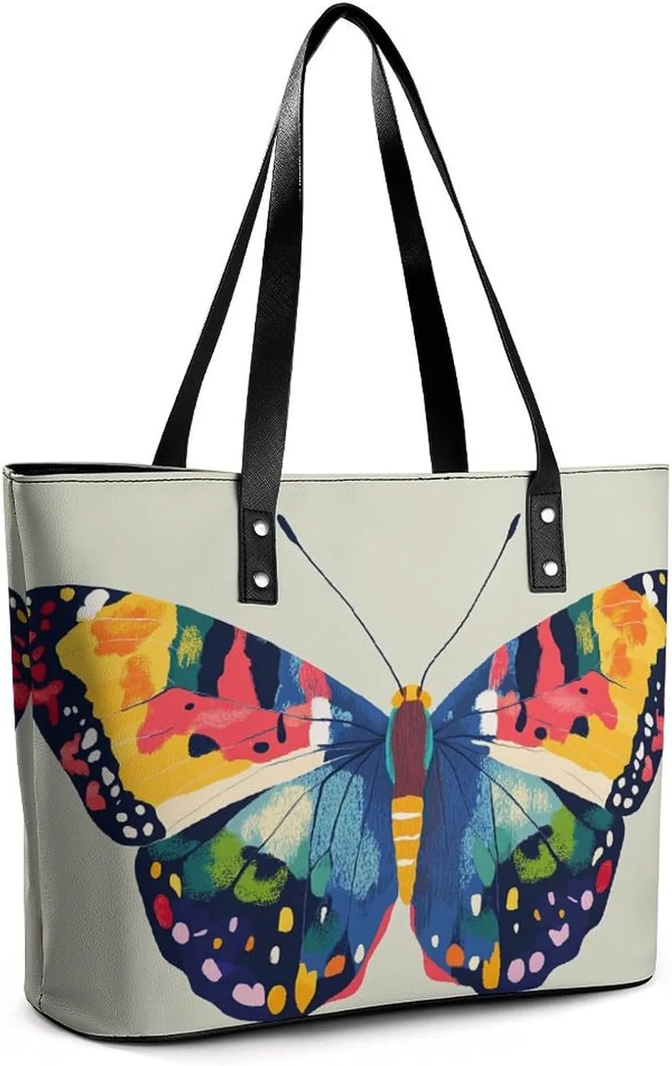 Colorful Butterfly Women Soft Leather Handbags Tote Purses Shoulder Bucket Bags