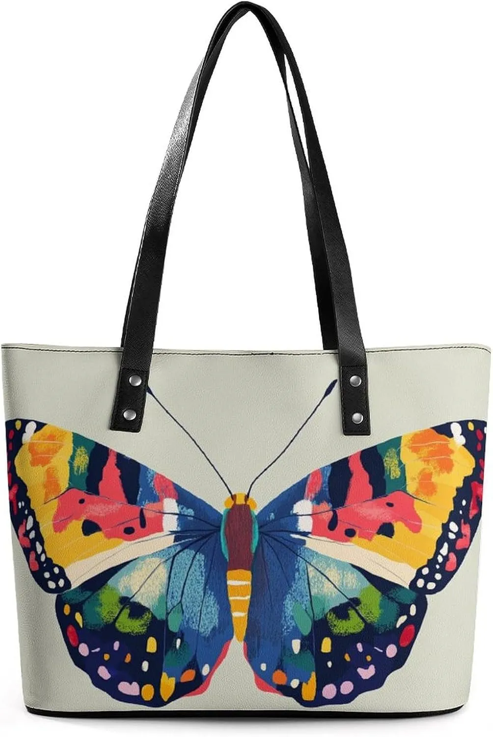 Colorful Butterfly Women Soft Leather Handbags Tote Purses Shoulder Bucket Bags