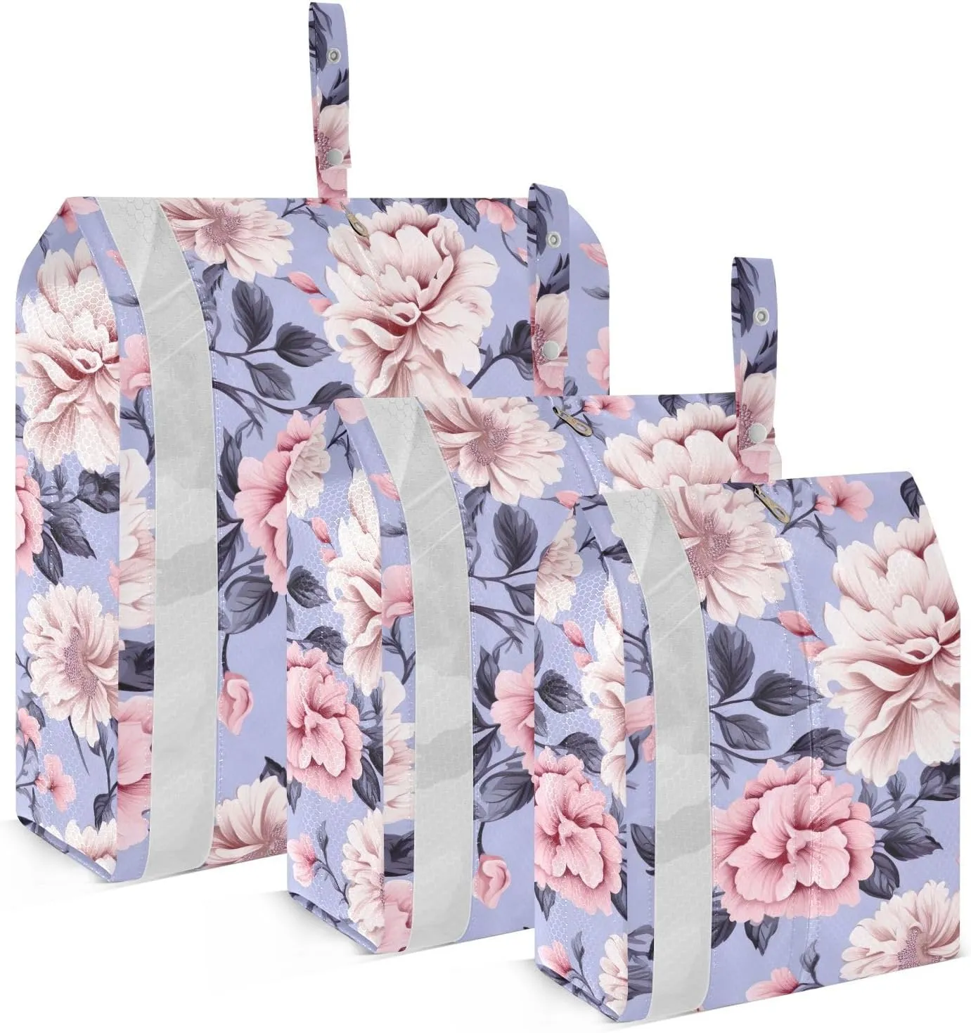 Colorful Flowers Packing Cubes for Travel 3 Set Travel Compression Bags Luggage Packing Organizers for Travel Essentials