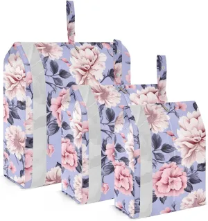 Colorful Flowers Packing Cubes for Travel 3 Set Travel Compression Bags Luggage Packing Organizers for Travel Essentials