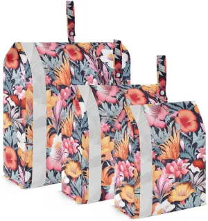 Colorful Tropics Flowers Packing Cubes for Travel 3 Set Compression Packing Cube Luggage Organizers for Suitcases