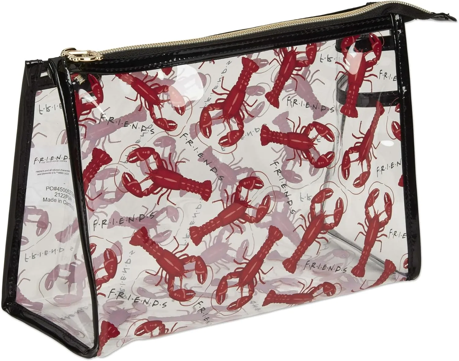 Conair Friends Clear PVC Zippered Makeup Clutch  Phoebes Loving Lobster Design, Travel-Friendly Cosmetic Bag, Waterproof, Durable, Transparent Organizer for Beauty Essentials & Toiletries