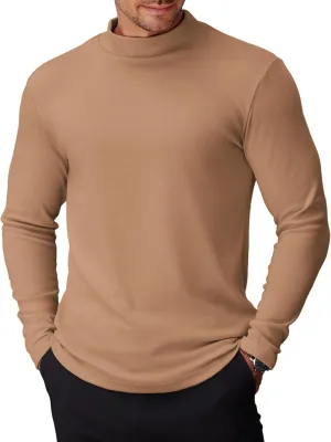 COOFANDY Mens Mock Turtleneck Long Sleeve Shirts Basic Thermal Turtle Neck Undershirt Lightweight Pullover Sweaters Top