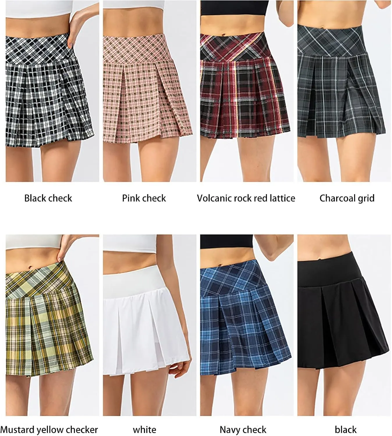 cooki Pleated Skirts for Women High Waist A-Line Tennis Skirt Women's Casual Stretchy Flared Pleated Mini Skirts