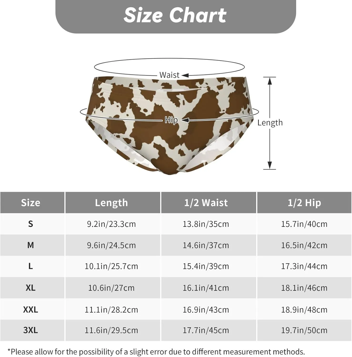 Cow Leather Brown Print Men'S Briefs Soft Stretch Underwear Elastic Waistband Briefs