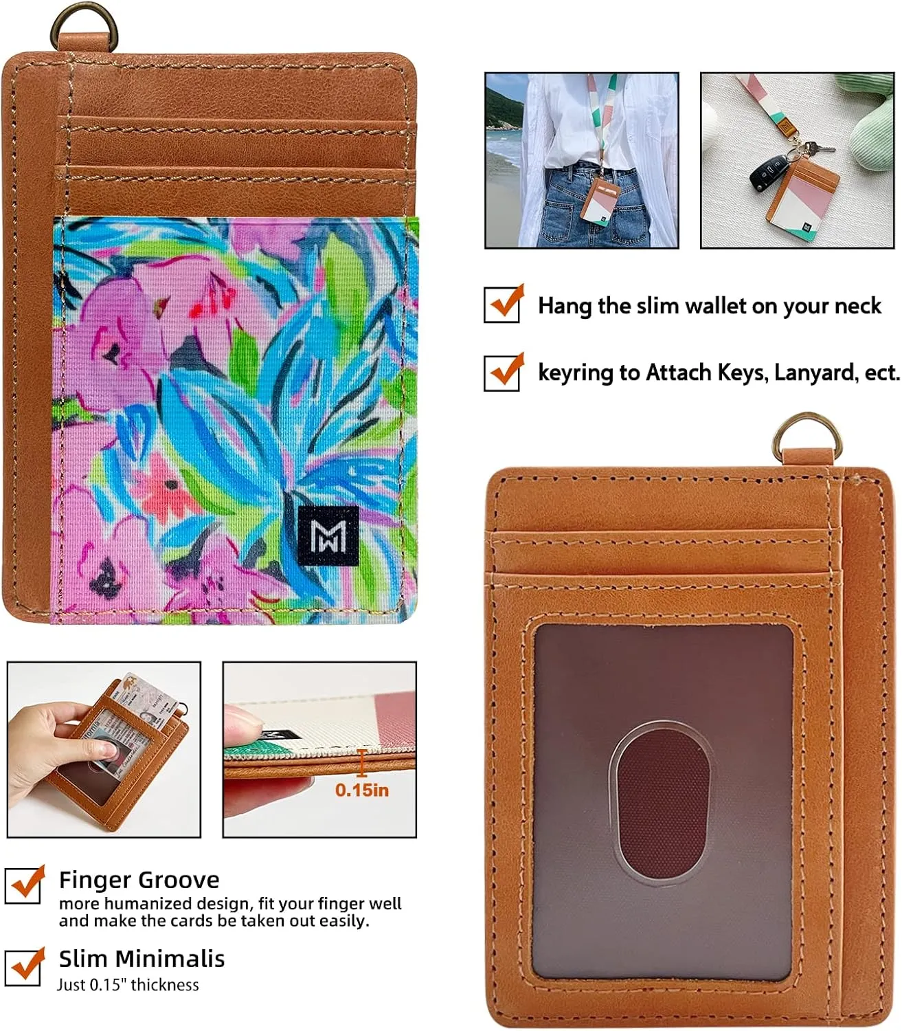 Credit Card Holder Wallet for Women Slim Minimalist Wallet RFID Blocking Leather Wallets Elastic Front Pocket Wallet for Women
