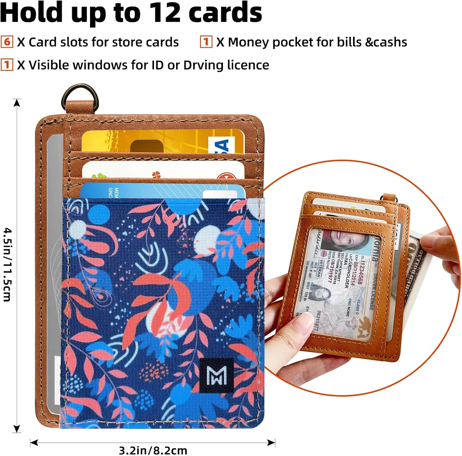 Credit Card Holder Wallet for Women Slim Minimalist Wallet RFID Blocking Leather Wallets Elastic Front Pocket Wallet for Women