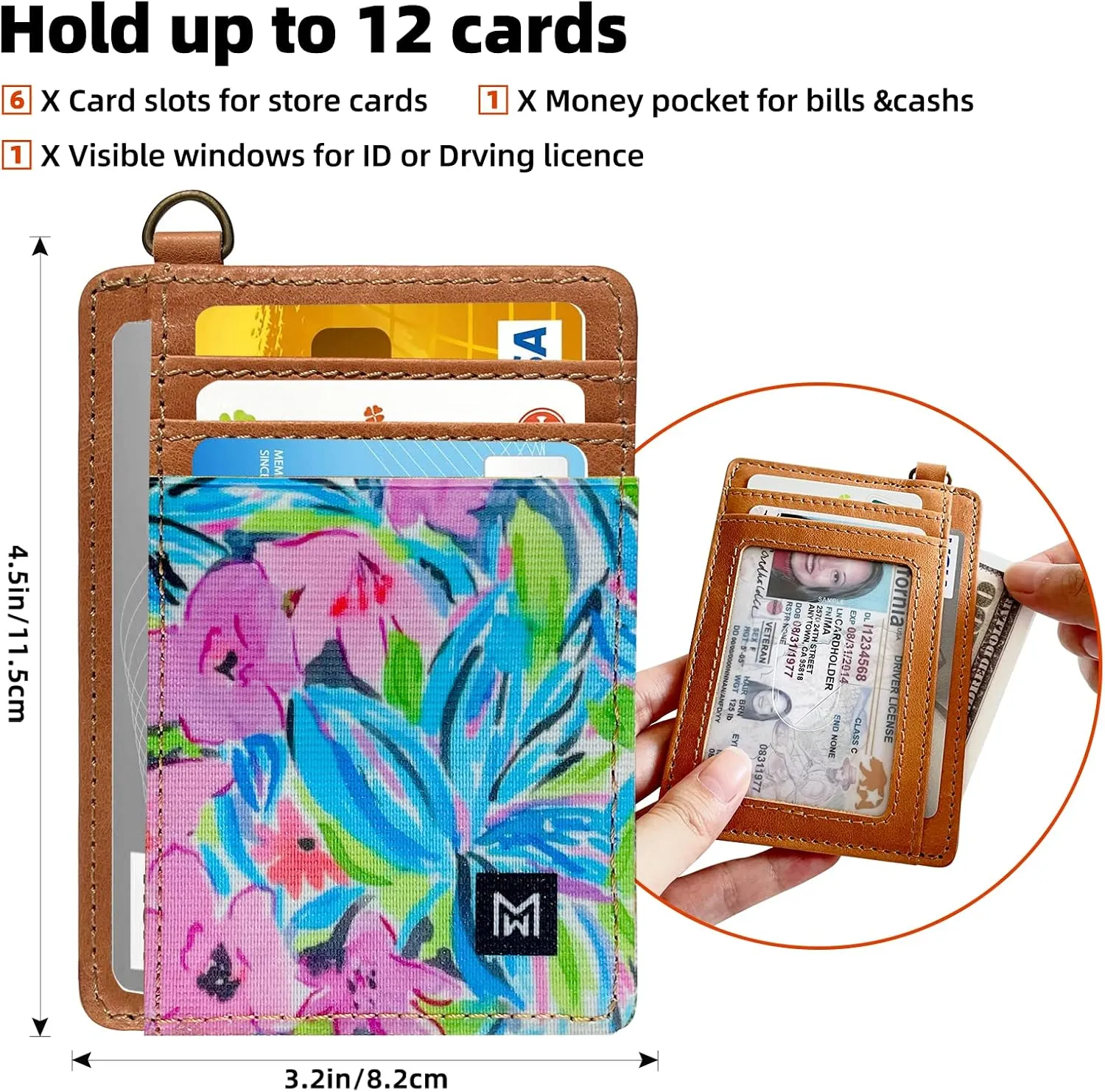 Credit Card Holder Wallet for Women Slim Minimalist Wallet RFID Blocking Leather Wallets Elastic Front Pocket Wallet for Women