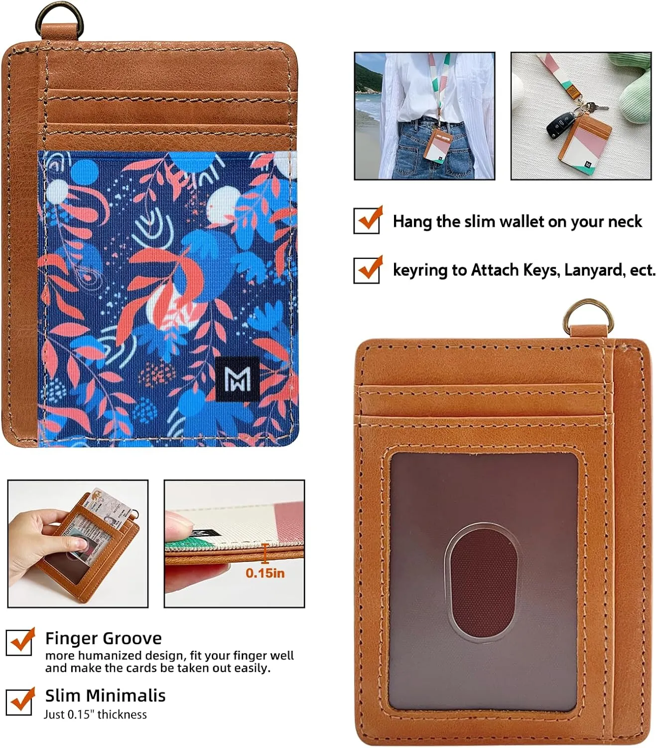 Credit Card Holder Wallet for Women Slim Minimalist Wallet RFID Blocking Leather Wallets Elastic Front Pocket Wallet for Women