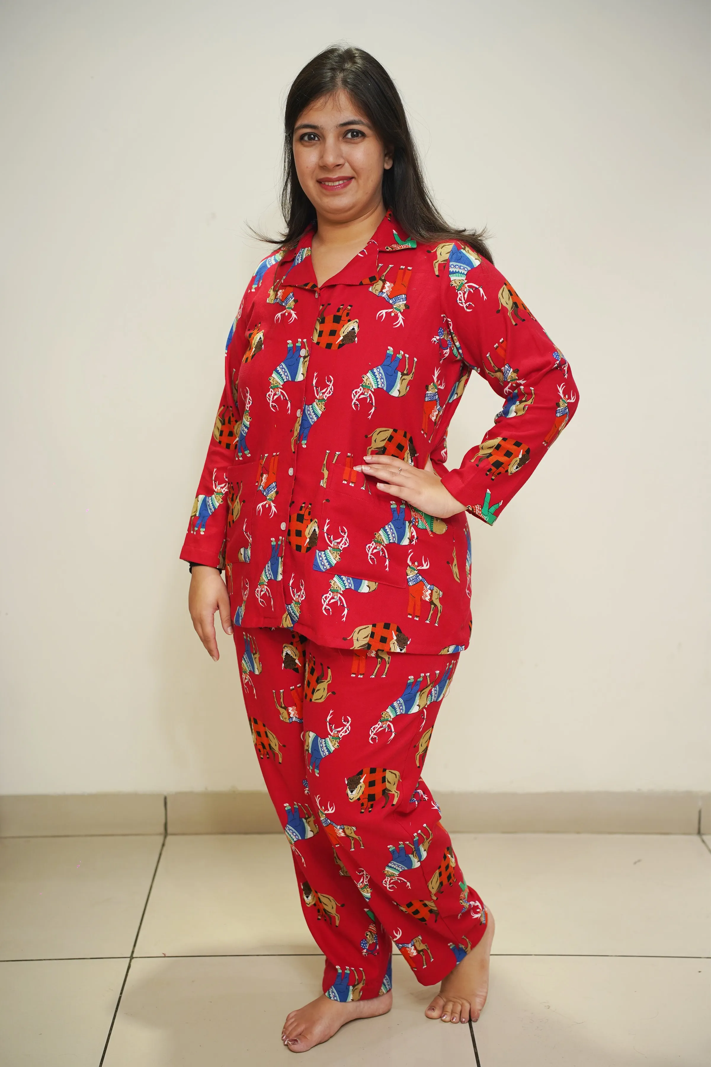 Crimson Forest Woollen Night Suit