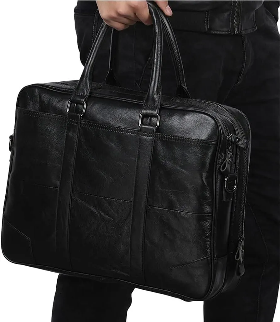 CSCDD Laptop Bag Men's Travel Messenger Bag Men's Leather Travel Tote Bag Casual Business Briefcase