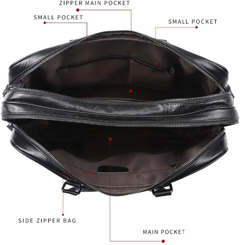 CSCDD Laptop Bag Men's Travel Messenger Bag Men's Leather Travel Tote Bag Casual Business Briefcase