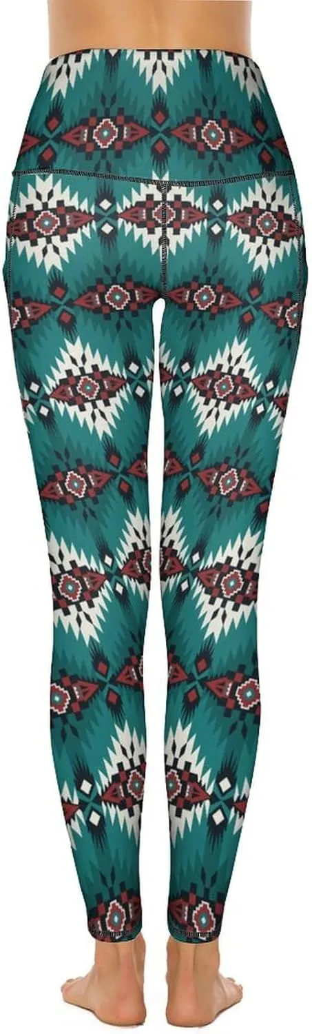 Cute Birds Floral Yoga Pants Women Tummy Control Workout Leggings with Pockets Stretchy High Waist Work Casual Pants