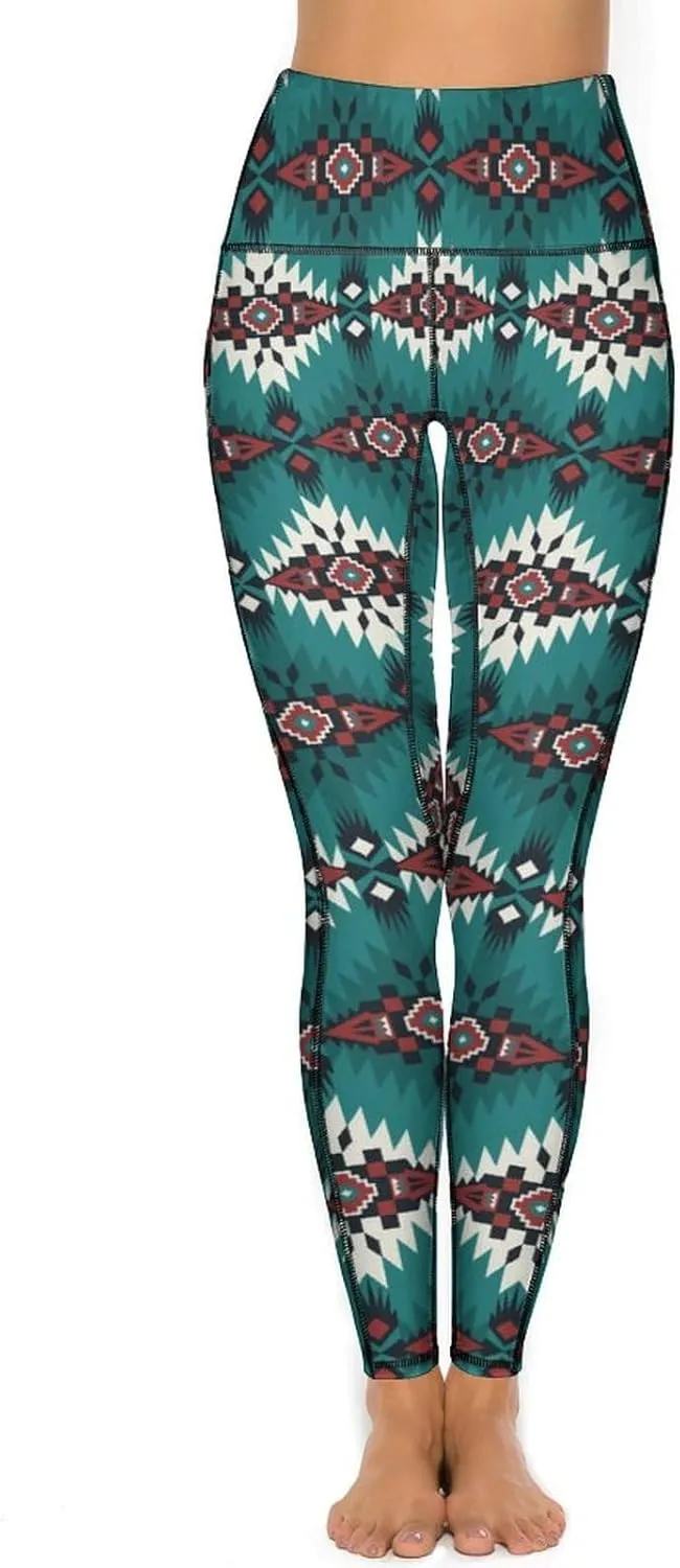 Cute Birds Floral Yoga Pants Women Tummy Control Workout Leggings with Pockets Stretchy High Waist Work Casual Pants