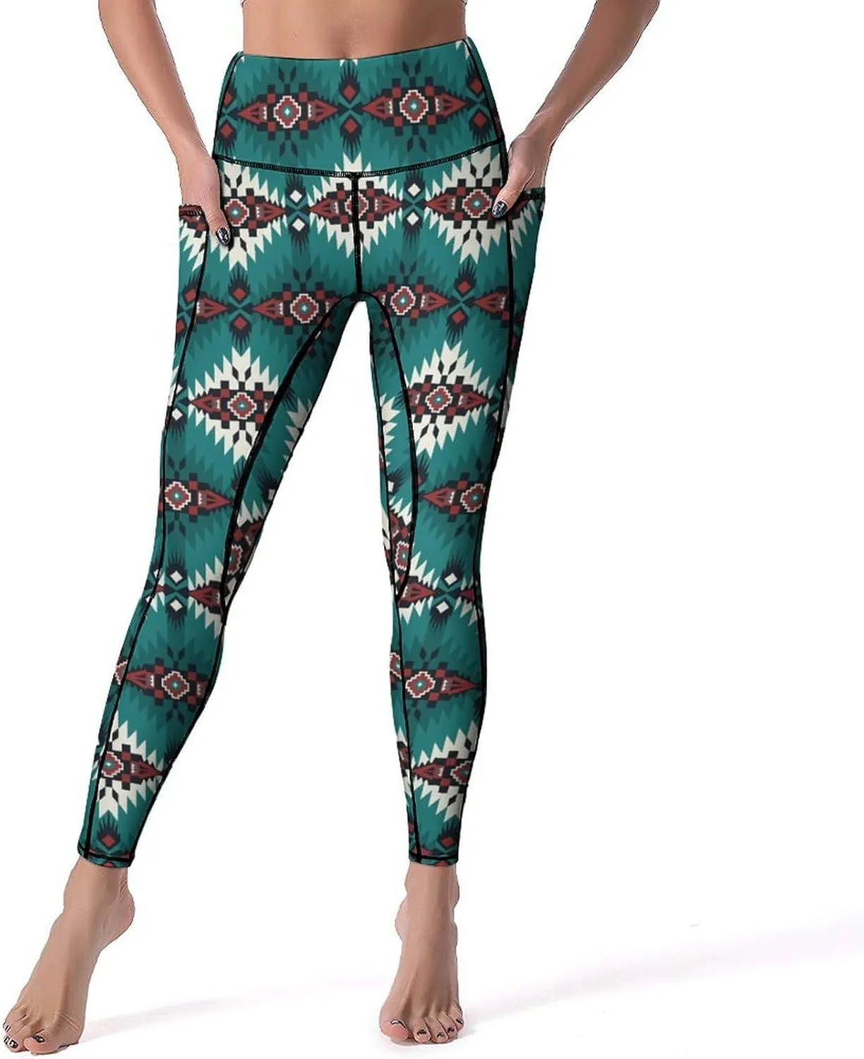 Cute Birds Floral Yoga Pants Women Tummy Control Workout Leggings with Pockets Stretchy High Waist Work Casual Pants