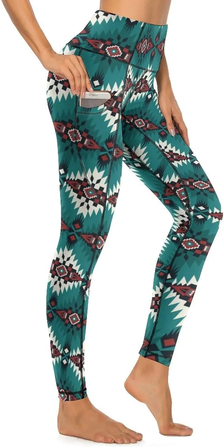 Cute Birds Floral Yoga Pants Women Tummy Control Workout Leggings with Pockets Stretchy High Waist Work Casual Pants