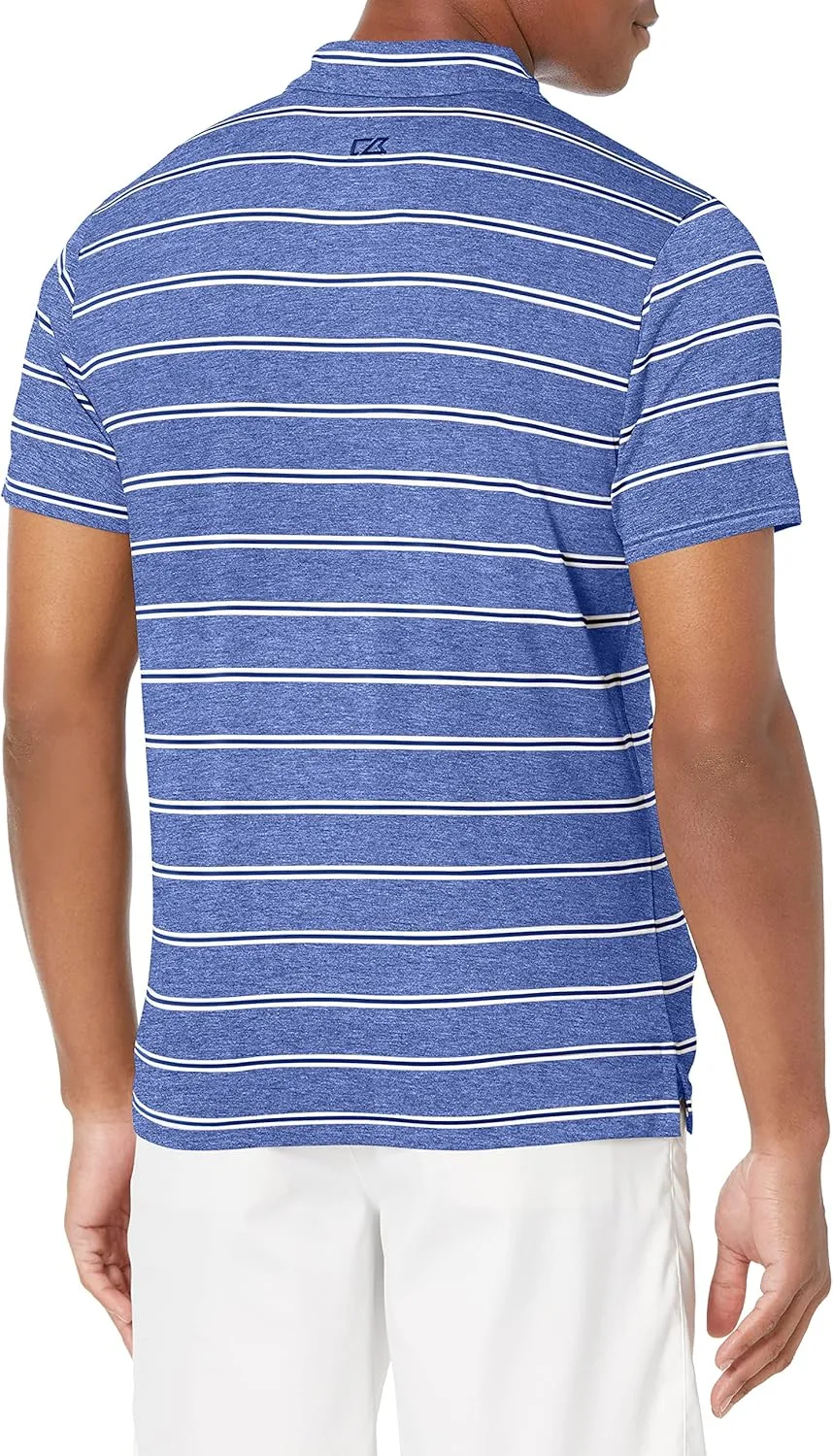 Cutter & Buck Men's Drytec UPF 50  Forge Heather Stripe Tailored Fit Polo Shirt