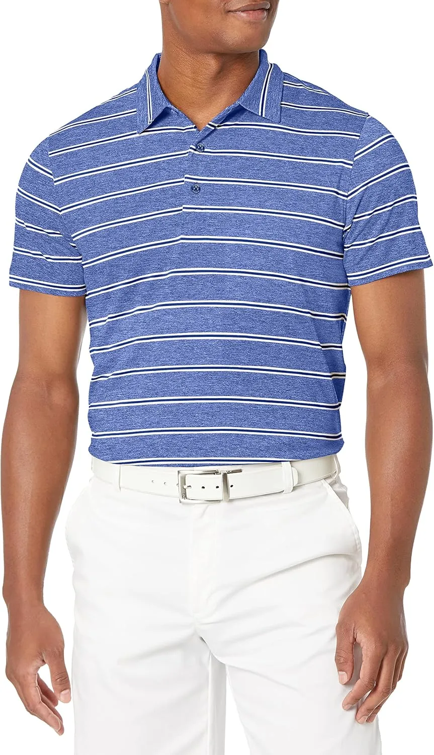 Cutter & Buck Men's Drytec UPF 50  Forge Heather Stripe Tailored Fit Polo Shirt