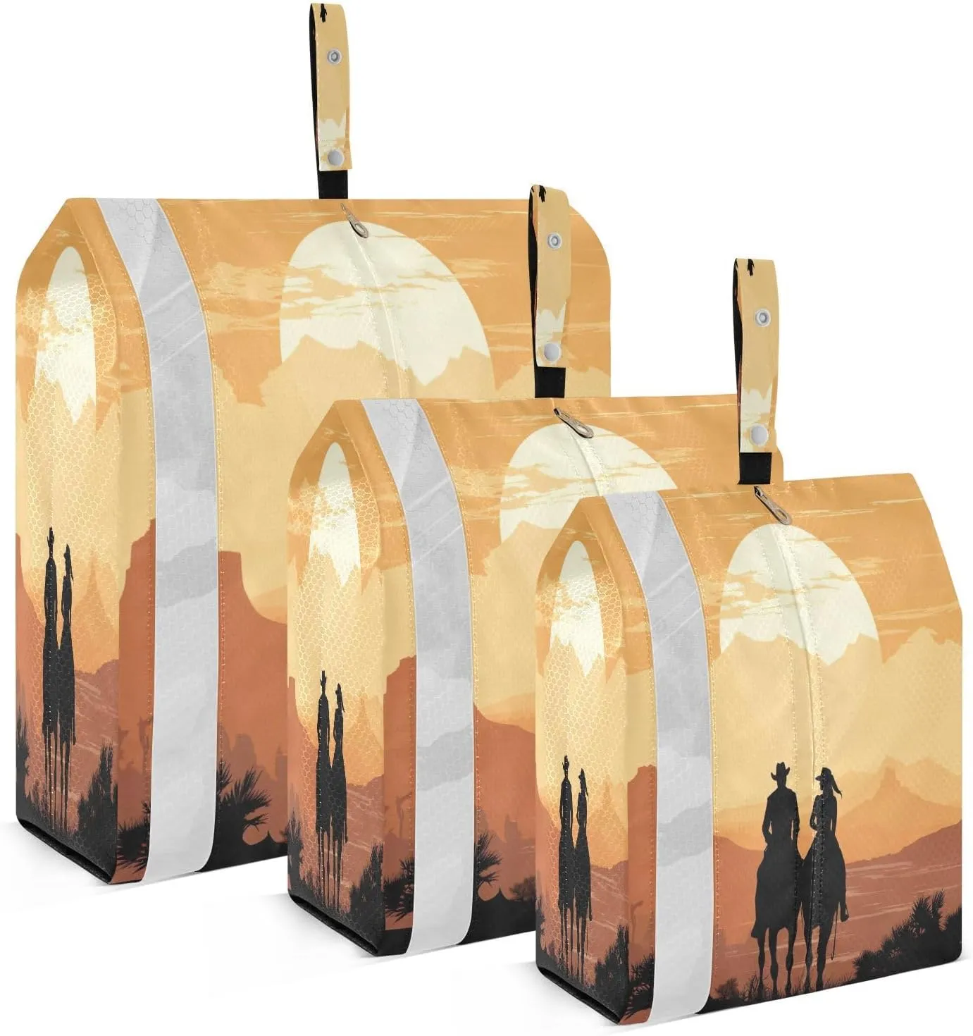 Desert Colorful Cowboys Packing Cubes for Travel 3 Set Compression Bag Luggage Organizer Bags for Vacation Clothes