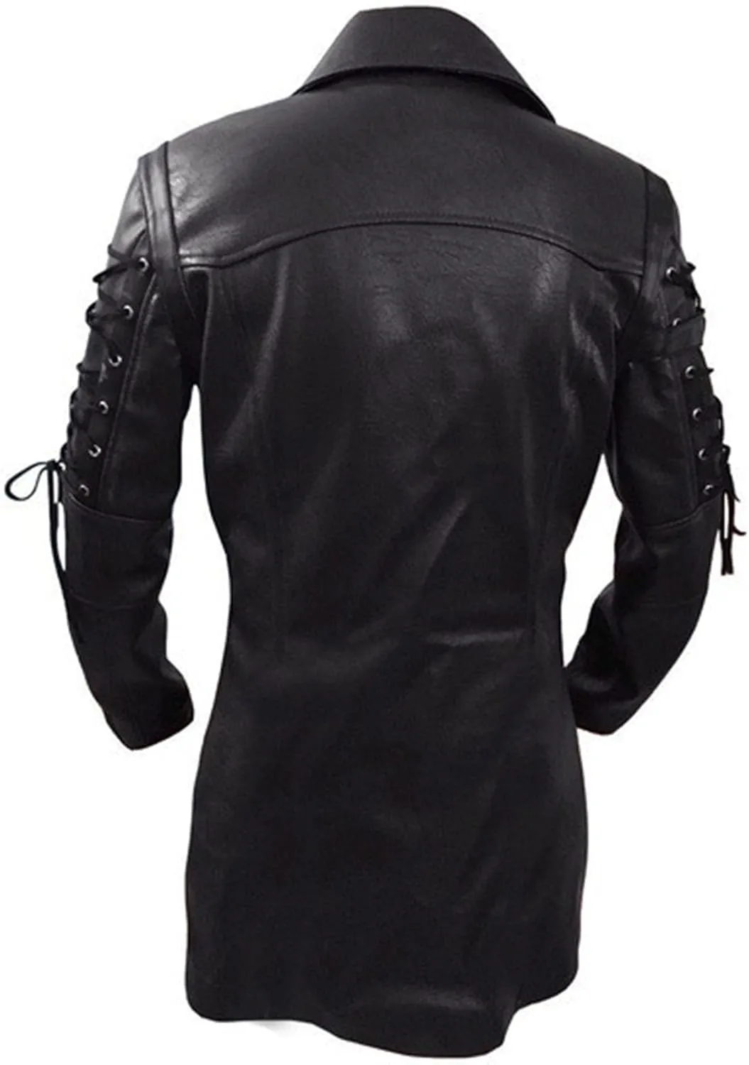 DGHM-JLMY Men Steampunk Medieval Jacket Gothic Frock Coat Uniform Motorcycle Biker Coat Faux Pu Leather Jacket Overcoat
