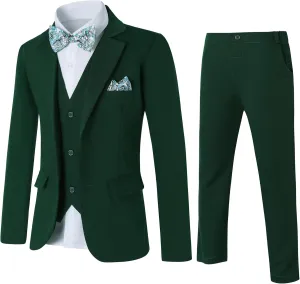 DISAUR Boy Suit 6 Pcs Boy Formal Wear Including Vest,Pants, Dress Shirt,Kerchief and Bow Tie for Formal Occasions 6-10 Years