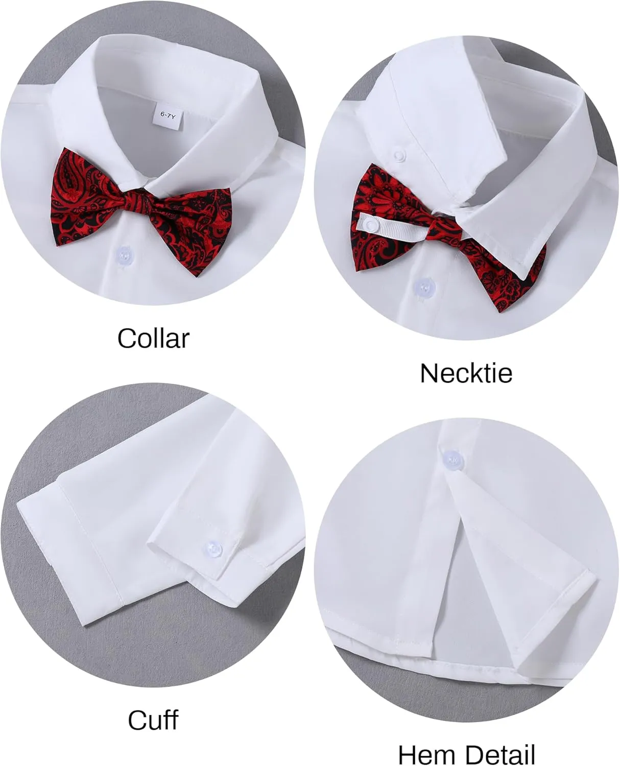 DISAUR Boy Suits 5 Pcs Slim Fit Suit Including Vest Pants Dress Shirt Bow Tie and kerchief for Formal Occasions 6-10 Years