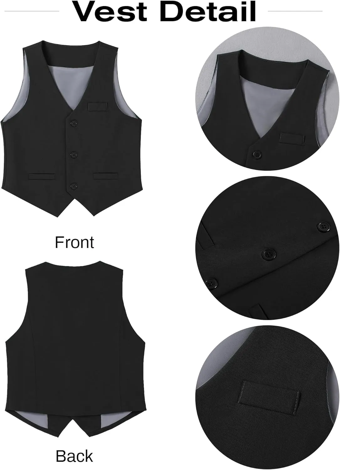 DISAUR Boy Suits 5 Pcs Slim Fit Suit Including Vest Pants Dress Shirt Bow Tie and kerchief for Formal Occasions 6-10 Years