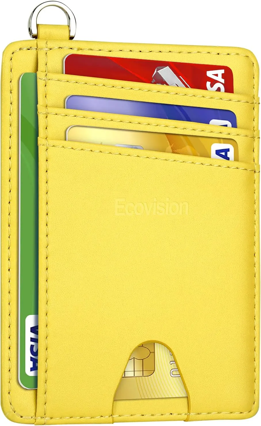 EcoVision Slim Minimalist Front Pocket Wallet, RFID Blocking Credit Card Holder Wallet with Detachable D-Shackle for Men Women