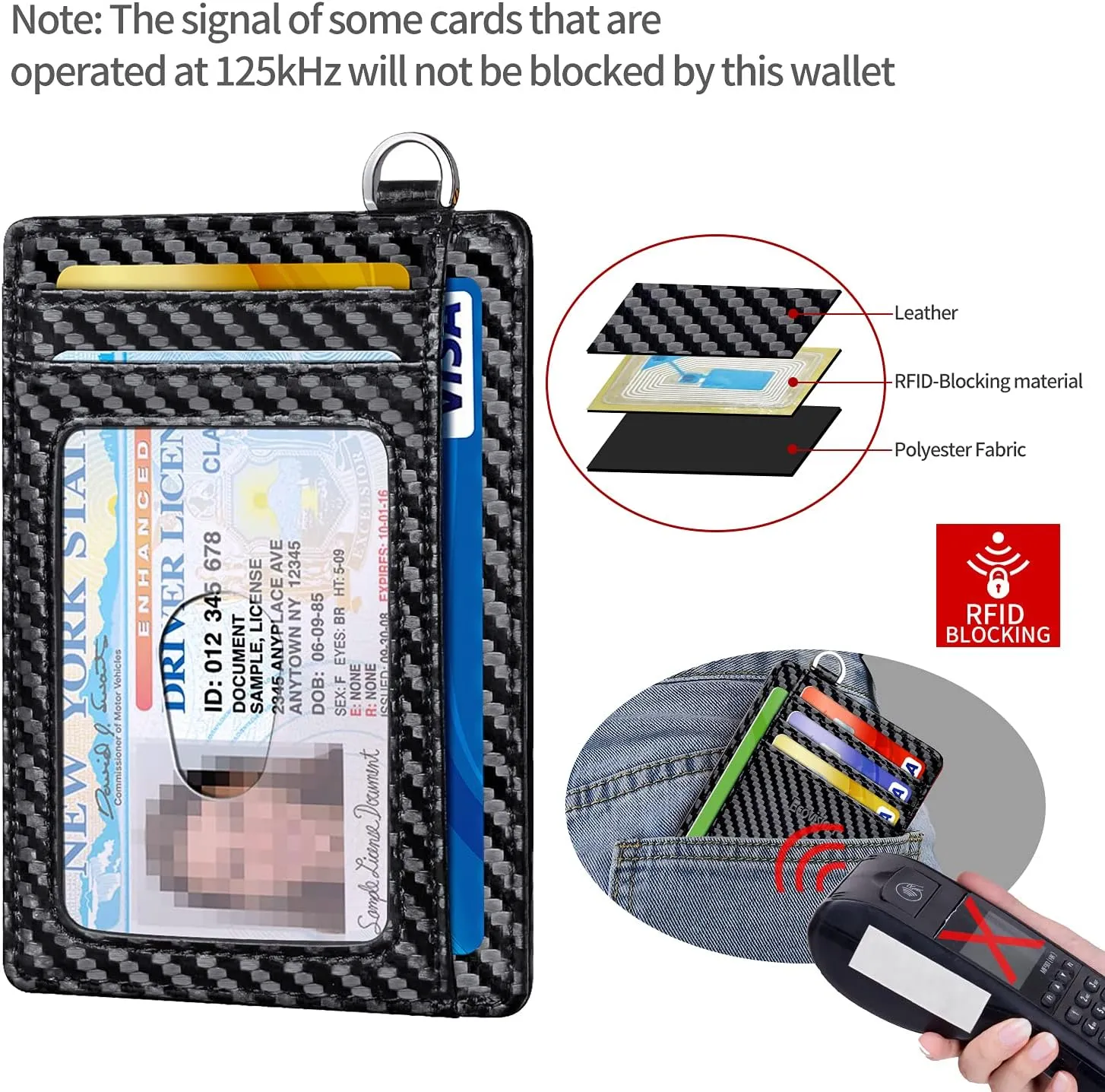 EcoVision Slim Minimalist Front Pocket Wallet, RFID Blocking Credit Card Holder Wallet with Detachable D-Shackle for Men Women