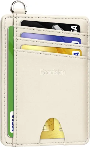 EcoVision Slim Minimalist Front Pocket Wallet, RFID Blocking Credit Card Holder Wallet with Detachable D-Shackle for Men Women