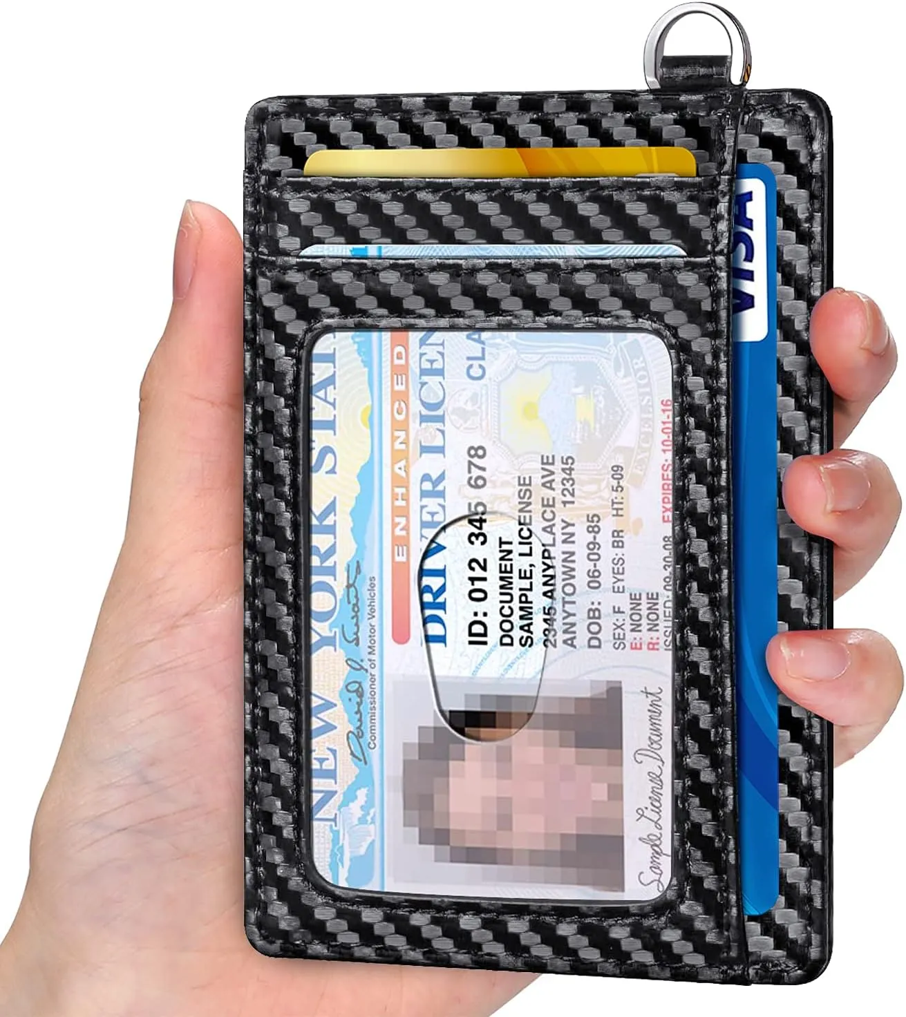 EcoVision Slim Minimalist Front Pocket Wallet, RFID Blocking Credit Card Holder Wallet with Detachable D-Shackle for Men Women