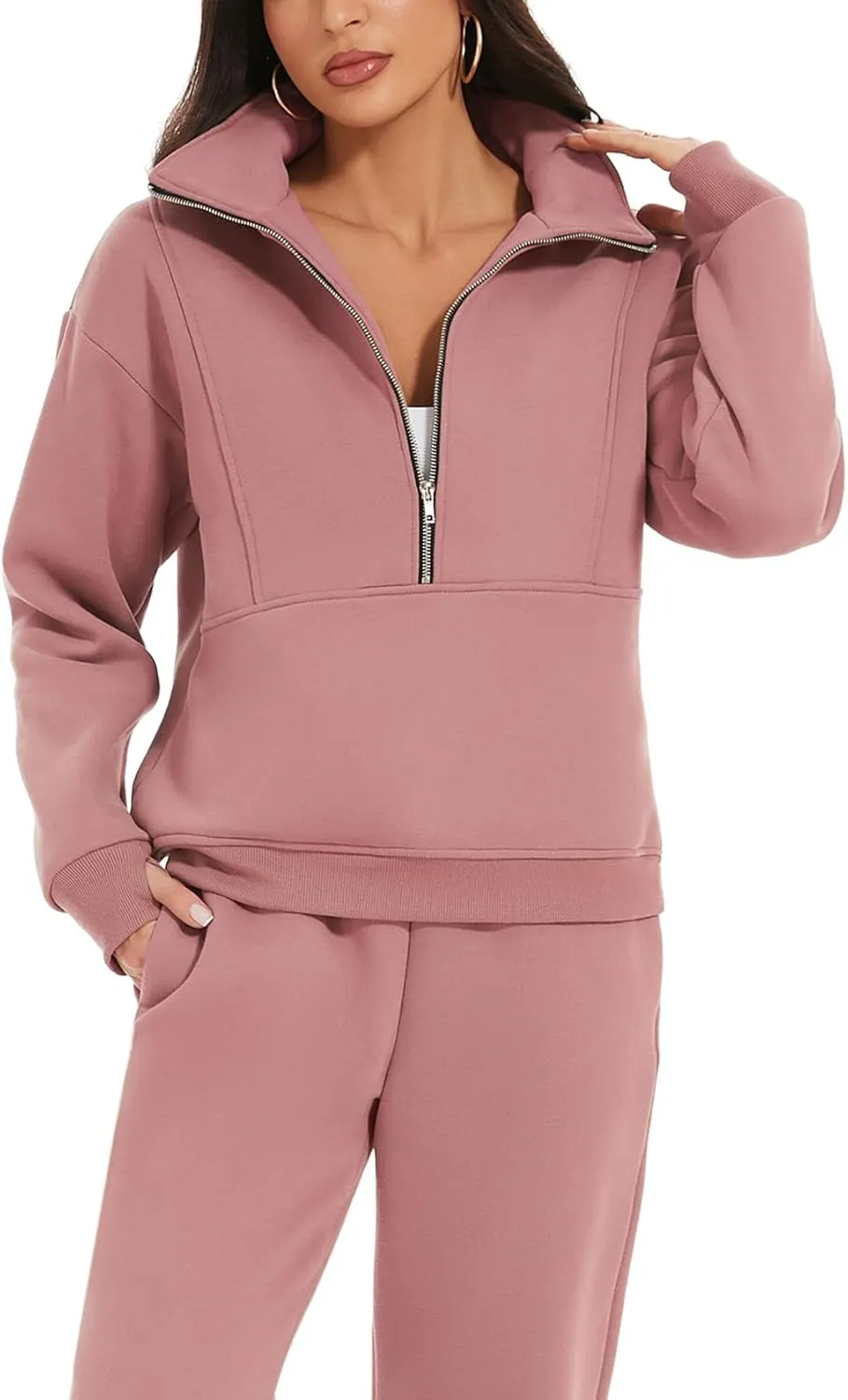 Eisctnd Womens Fleece 2 Piece Sweatsuit Lounge Set Long Sleeve Sweatshirt Jogger Pants Tracksuit Sweatsuit 2025 Fall Sets