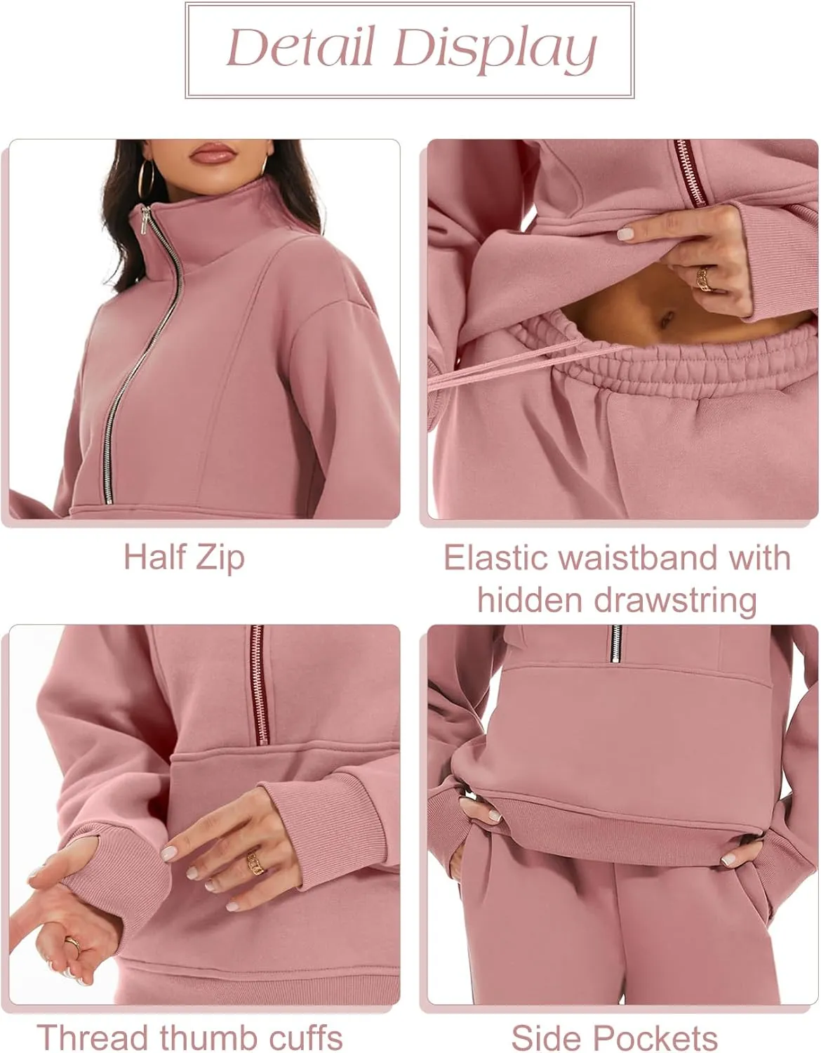 Eisctnd Womens Fleece 2 Piece Sweatsuit Lounge Set Long Sleeve Sweatshirt Jogger Pants Tracksuit Sweatsuit 2025 Fall Sets