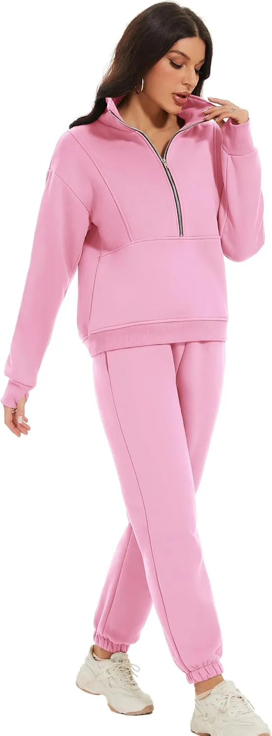 Eisctnd Womens Fleece 2 Piece Sweatsuit Lounge Set Long Sleeve Sweatshirt Jogger Pants Tracksuit Sweatsuit 2025 Fall Sets