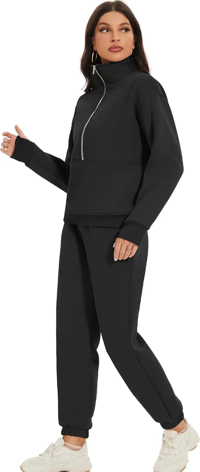 Eisctnd Womens Fleece 2 Piece Sweatsuit Lounge Set Long Sleeve Sweatshirt Jogger Pants Tracksuit Sweatsuit 2025 Fall Sets
