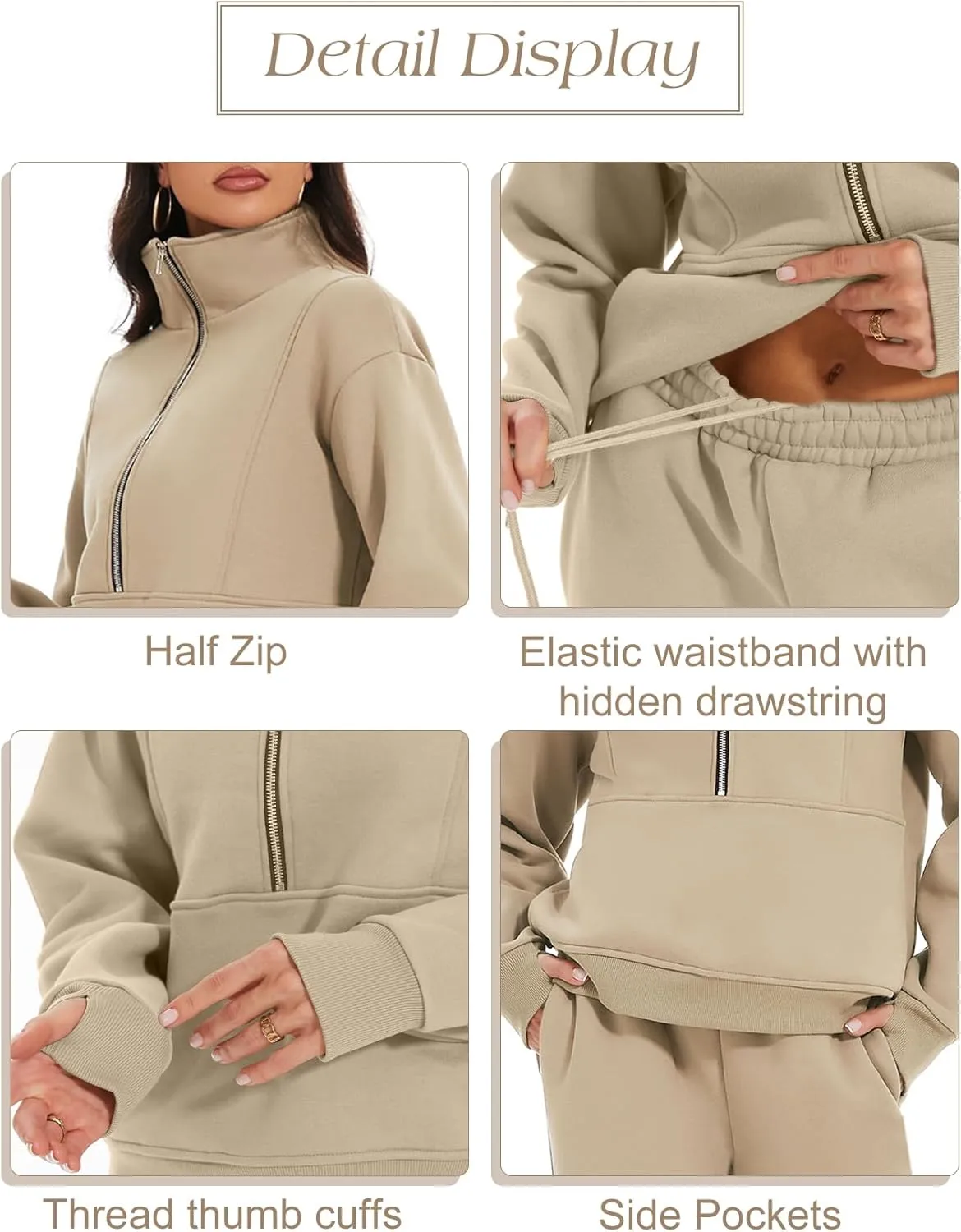 Eisctnd Womens Fleece 2 Piece Sweatsuit Lounge Set Long Sleeve Sweatshirt Jogger Pants Tracksuit Sweatsuit 2025 Fall Sets