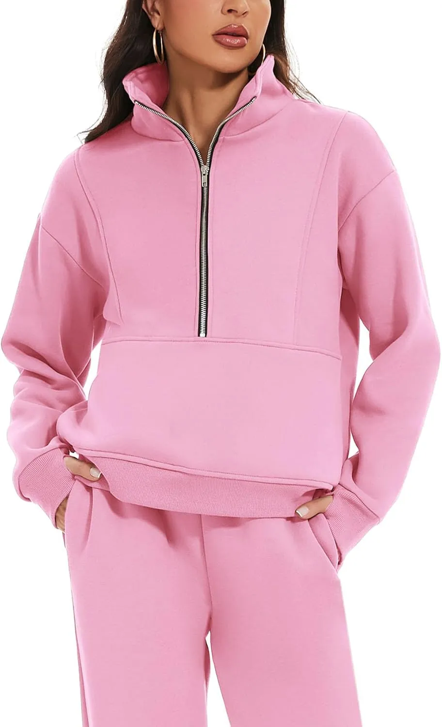 Eisctnd Womens Fleece 2 Piece Sweatsuit Lounge Set Long Sleeve Sweatshirt Jogger Pants Tracksuit Sweatsuit 2025 Fall Sets