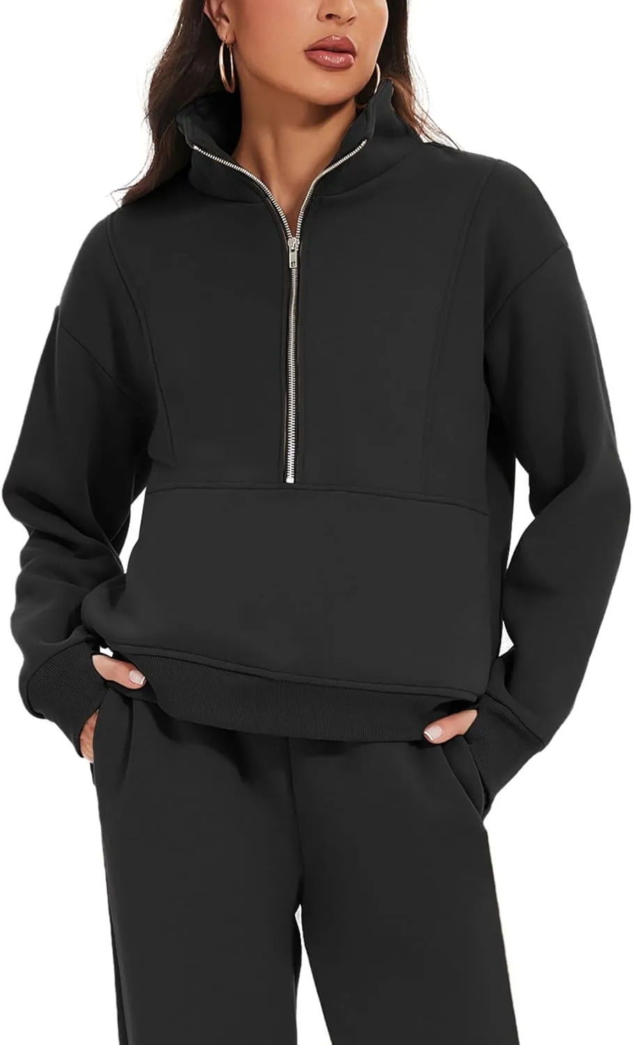 Eisctnd Womens Fleece 2 Piece Sweatsuit Lounge Set Long Sleeve Sweatshirt Jogger Pants Tracksuit Sweatsuit 2025 Fall Sets