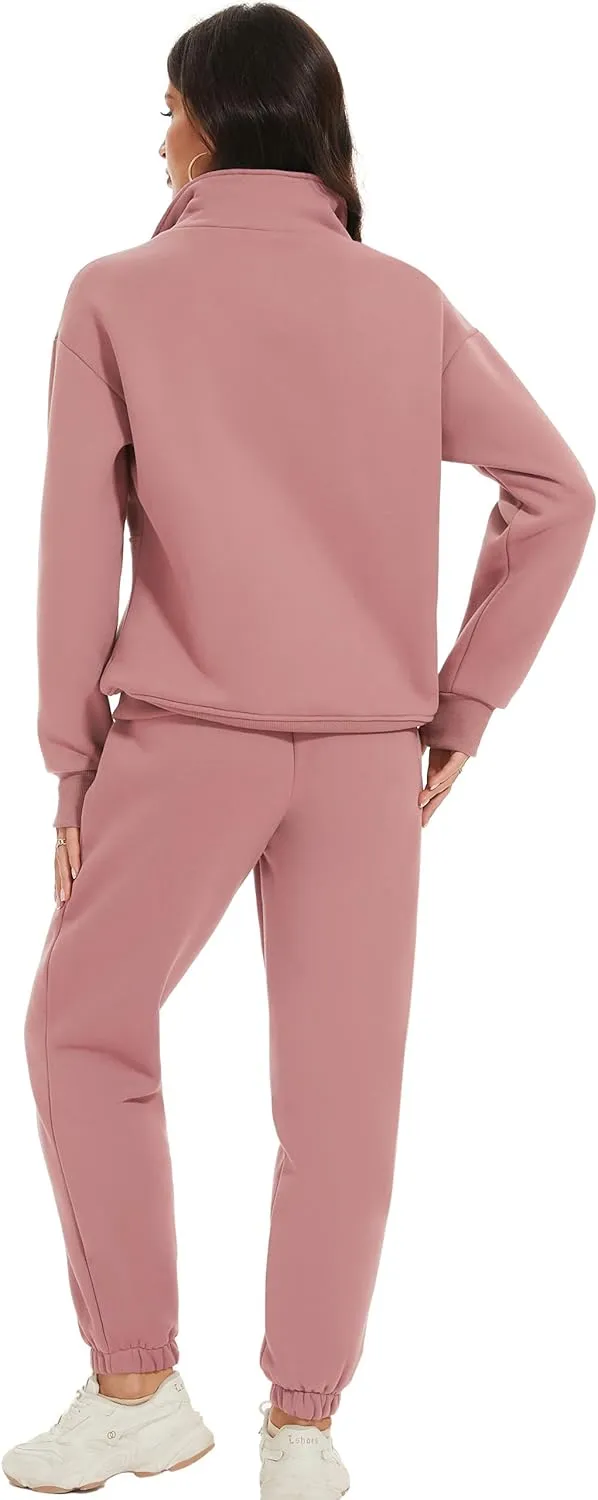 Eisctnd Womens Fleece 2 Piece Sweatsuit Lounge Set Long Sleeve Sweatshirt Jogger Pants Tracksuit Sweatsuit 2025 Fall Sets