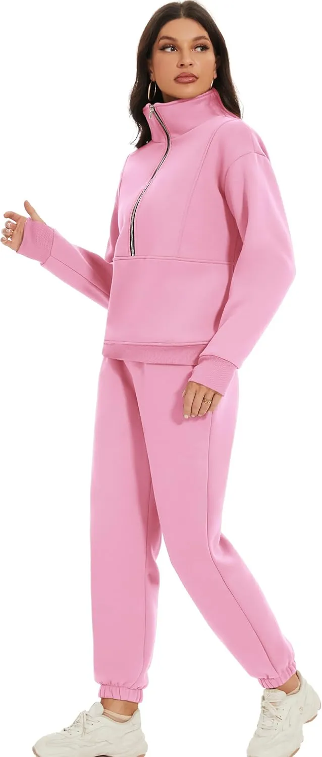 Eisctnd Womens Fleece 2 Piece Sweatsuit Lounge Set Long Sleeve Sweatshirt Jogger Pants Tracksuit Sweatsuit 2025 Fall Sets
