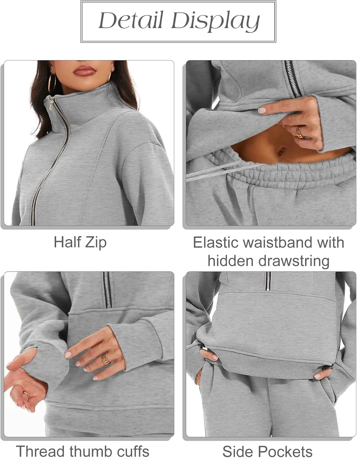 Eisctnd Womens Fleece 2 Piece Sweatsuit Lounge Set Long Sleeve Sweatshirt Jogger Pants Tracksuit Sweatsuit 2025 Fall Sets
