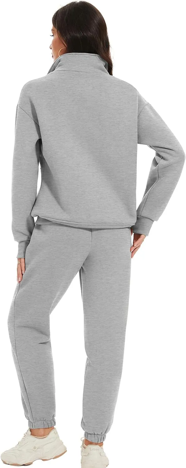 Eisctnd Womens Fleece 2 Piece Sweatsuit Lounge Set Long Sleeve Sweatshirt Jogger Pants Tracksuit Sweatsuit 2025 Fall Sets