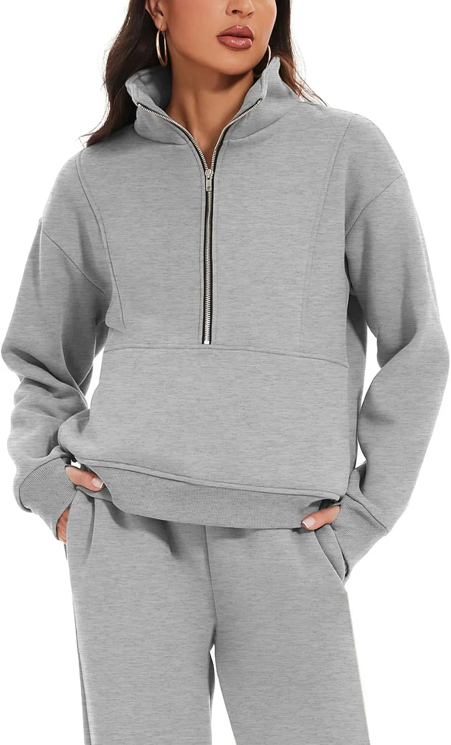 Eisctnd Womens Fleece 2 Piece Sweatsuit Lounge Set Long Sleeve Sweatshirt Jogger Pants Tracksuit Sweatsuit 2025 Fall Sets
