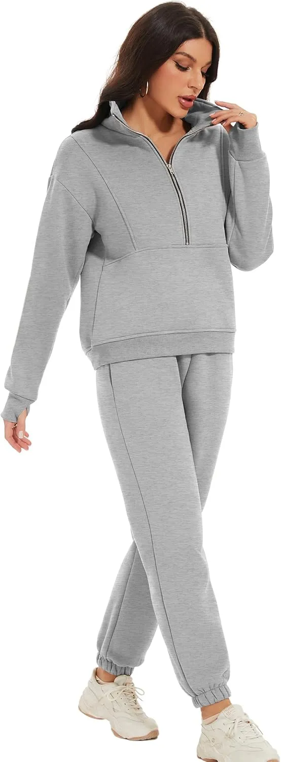 Eisctnd Womens Fleece 2 Piece Sweatsuit Lounge Set Long Sleeve Sweatshirt Jogger Pants Tracksuit Sweatsuit 2025 Fall Sets