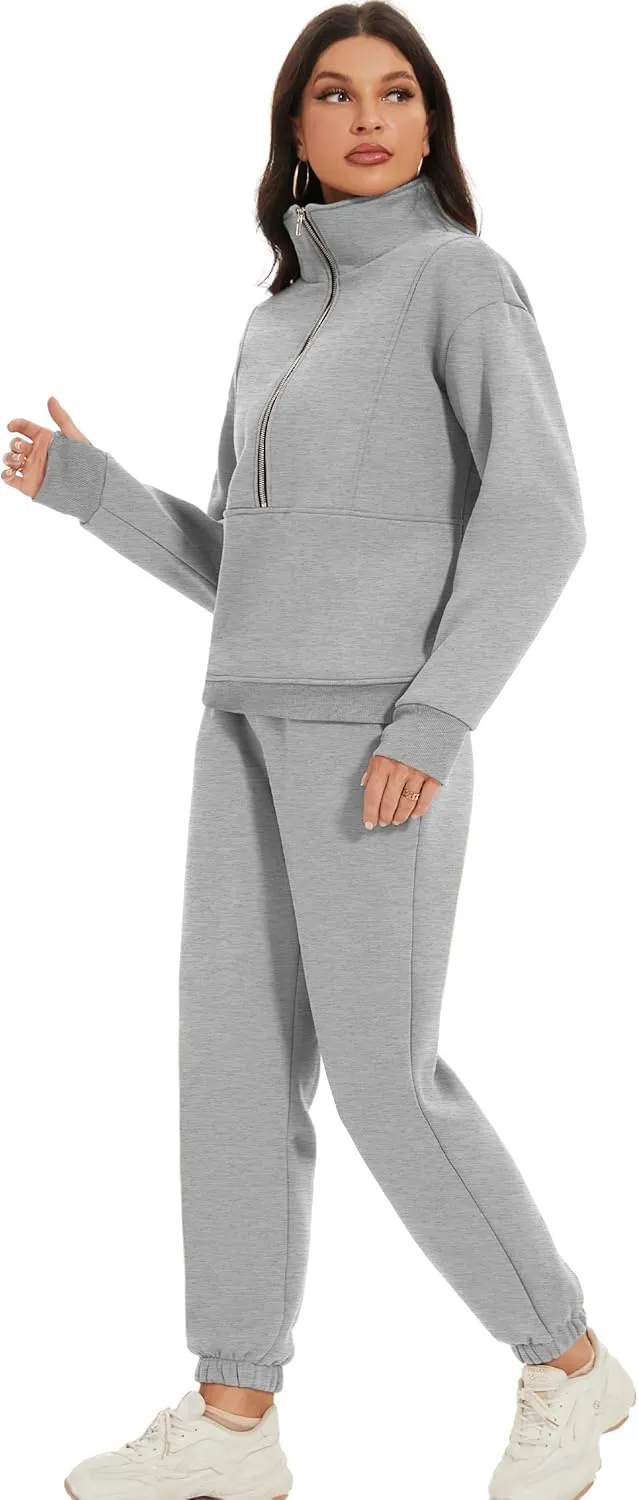 Eisctnd Womens Fleece 2 Piece Sweatsuit Lounge Set Long Sleeve Sweatshirt Jogger Pants Tracksuit Sweatsuit 2025 Fall Sets