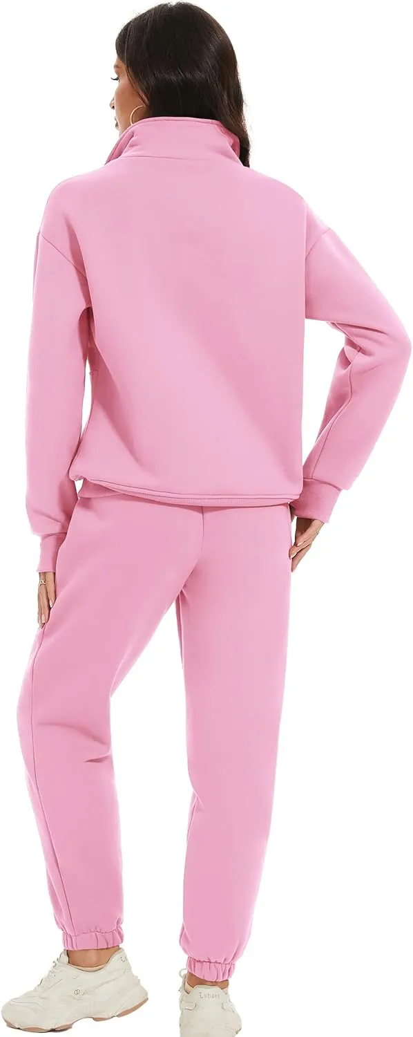 Eisctnd Womens Fleece 2 Piece Sweatsuit Lounge Set Long Sleeve Sweatshirt Jogger Pants Tracksuit Sweatsuit 2025 Fall Sets
