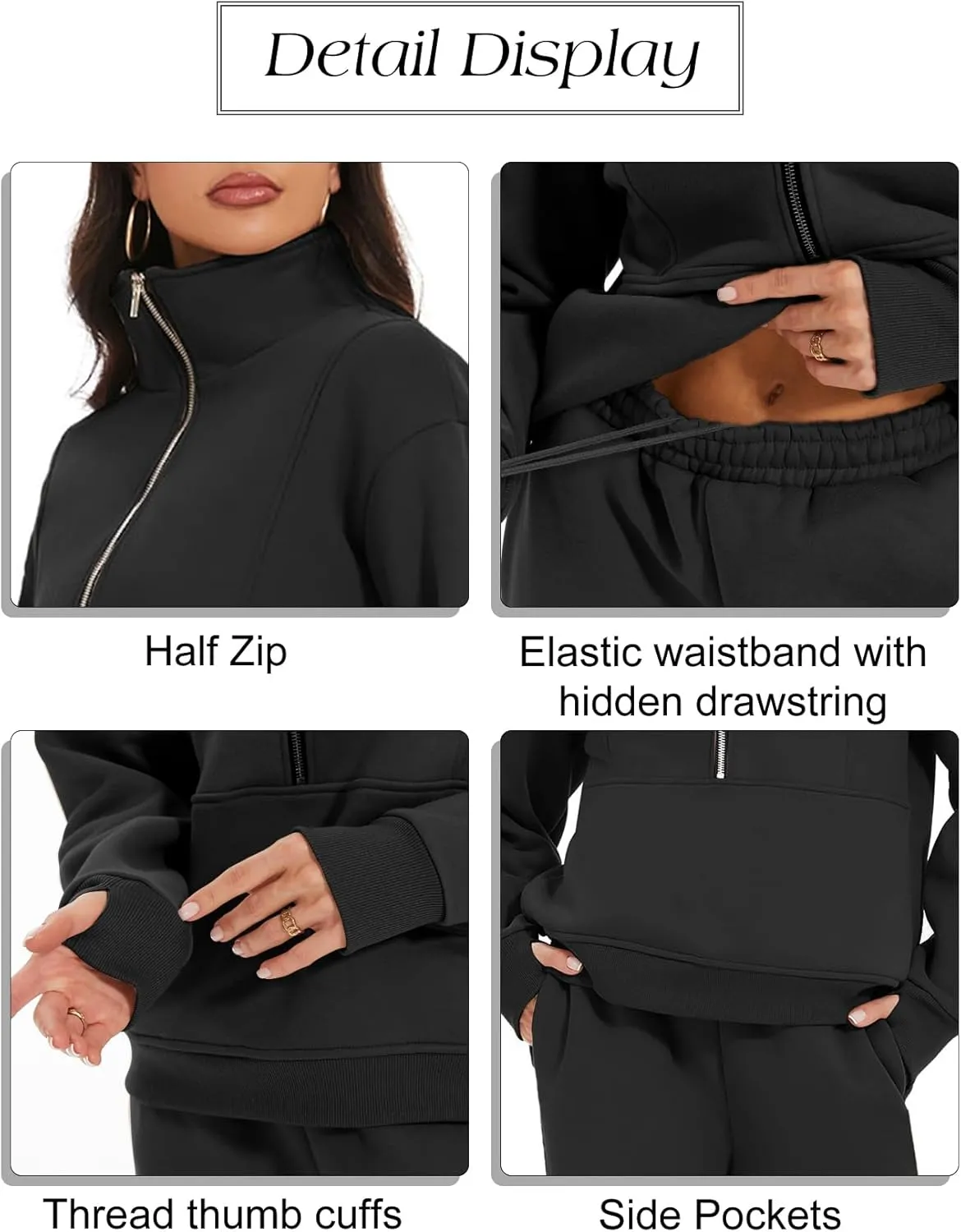 Eisctnd Womens Fleece 2 Piece Sweatsuit Lounge Set Long Sleeve Sweatshirt Jogger Pants Tracksuit Sweatsuit 2025 Fall Sets